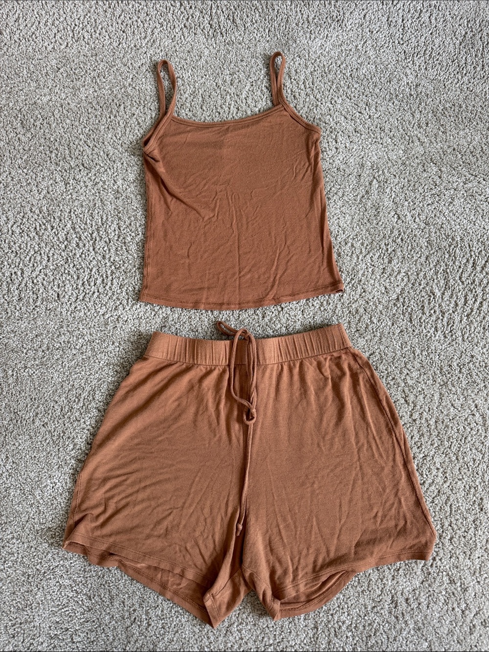 SKIMS Brown Tan Tank and Short PJ Set XS/S